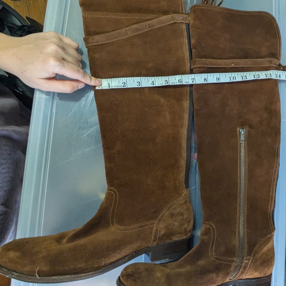 Frye Molly Tassel Brown Suede Over The Knee Boots Women’s 8.5 OTK - Picture 12 of 14